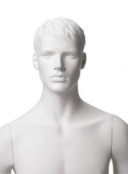 Pánská figurína Matt bílá, postoj 2, prolisované vlasy