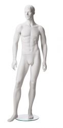 Pánská figurína Matt bílá, postoj 3, prolisované vlasy