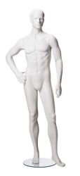 Pánská figurína Matt bílá, postoj 4, prolisované vlasy