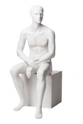 Pánská figurína Matt bílá, postoj 6, prolisované vlasy