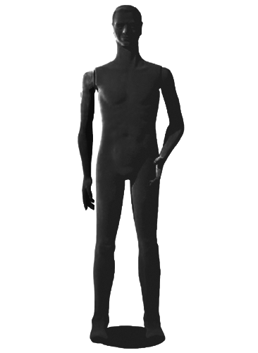 Poly Star Man, pohybovatelná pánská figurína, černá s vlasy, provedení flock