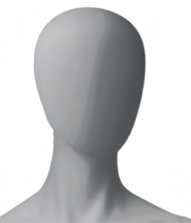 Metro Female, postoj 1, dámská figurína, abstraktní hlava, šedá, nano – povrchová úprava