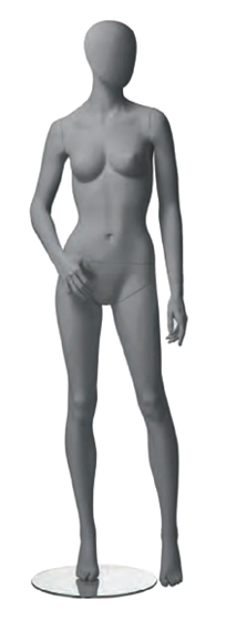 Metro Female, postoj 5, dámská figurína, abstraktní hlava, šedá, nano – povrchová úprava
