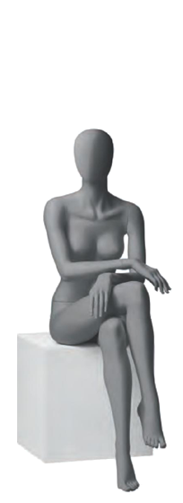 Metro Female, postoj 6, dámská figurína, abstraktní hlava, šedá, nano – povrchová úprava
