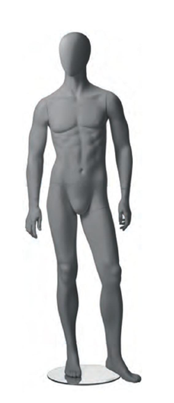 Metro Male, postoj 2, pánská figurína, abstraktní hlava, šedá, nano – povrchová úprava