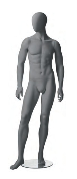 Metro Male, postoj 3, pánská figurína, abstraktní hlava, šedá, nano – povrchová úprava