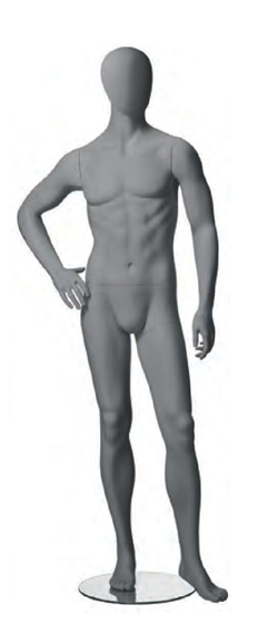 Metro Male, postoj 4, pánská figurína, abstraktní hlava, šedá, nano – povrchová úprava