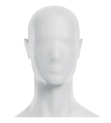 Semiro, postoj 2, pánská figurína, abstraktní hlava, bílá matná
