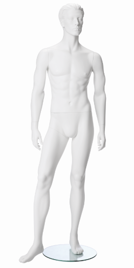 Pánská figurína Nik bílá, postoj 2, prolisované vlasy
