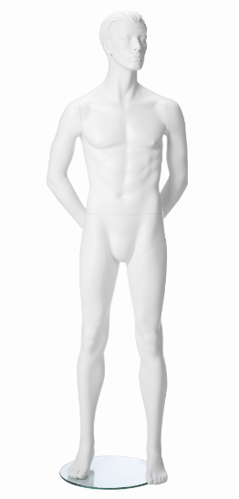 Pánská figurína Nik bílá, postoj 3, prolisované vlasy