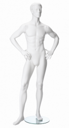Pánská figurína Nik bílá, postoj 4, prolisované vlasy