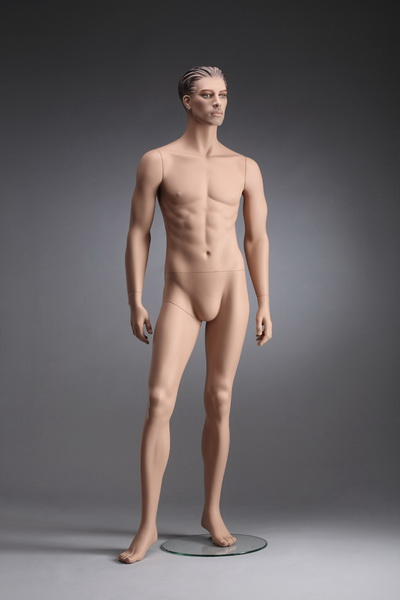 Pánská figurína Nik tělová, postoj 2, hlava s prolisovanými vlasy, make-up