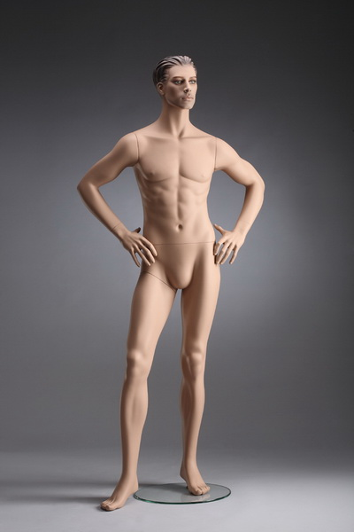 Pánská figurína Nik tělová, postoj 4, hlava s prolisovanými vlasy, make-up