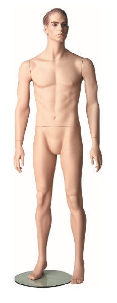 Pánská figurína Patrick tělová, postoj 1, prolisované vlasy, make-up