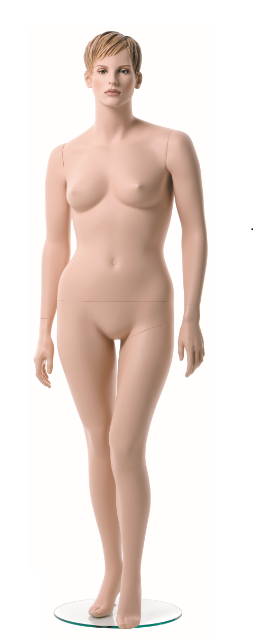 Dámská figurína XXL, tělová s make-up, prolisované vlasy