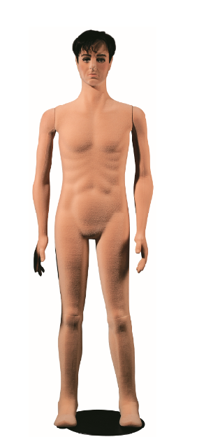 Poly Star Man, pohybovatelná pánská figurína, provedení flock, tělová s make-up, bez paruky