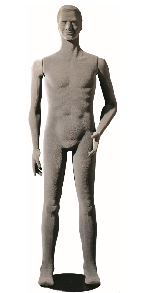 Poly Star Man, pohybovatelná pánská figurína, šedá s vlasy, provedení flock