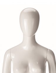 Ringo Female, postoj 1, dámská figurína, abstraktní hlava, bílá lesklá