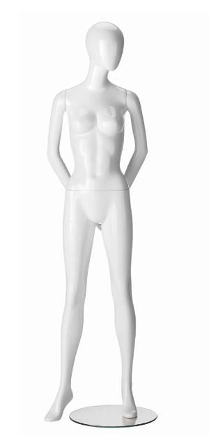 Ringo Female, postoj 2, dámská figurína, abstraktní hlava, bílá lesklá