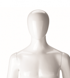Ringo Male, postoj 1, pánská figurína, abstraktní hlava, bílá lesklá