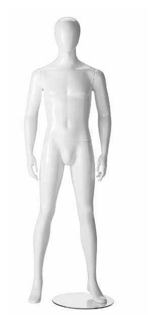 Ringo Male, postoj 4, pánská figurína, abstraktní hlava, bílá lesklá